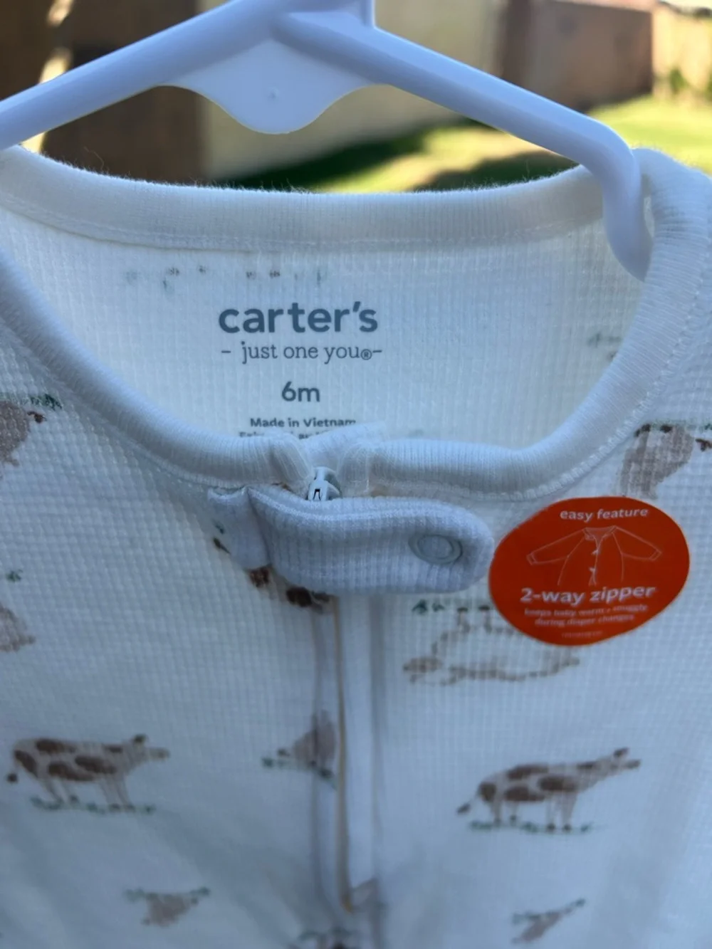 Carter's Cream Waffle Farm Animal Zip-Front Footie